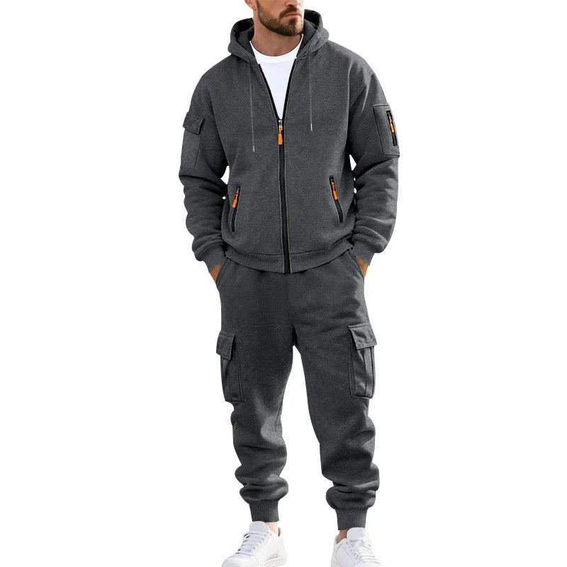 Men’s Winter Heavy Fleece Zip-Up Hoodie – Warm Casual Sportswear