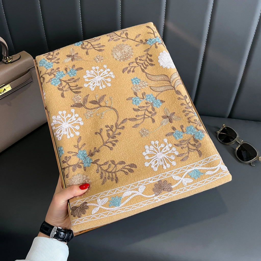 New Winter Warm Cashmere Scarf for Women Embroidery Pashmina Blanket Thick Shawl Wrap Neckerchief Fashion Bufanda Echarpe Poncho