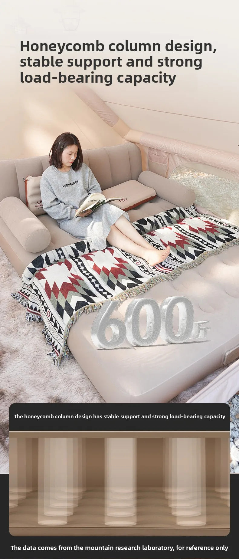 Outdoor Camping Inflatable Sofa Portable Folding Air Mattress For Hiking Tent Home Use