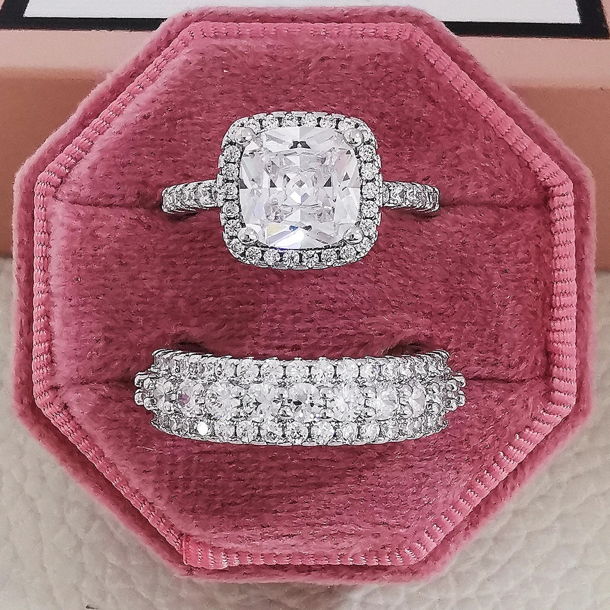 2025 Trend New Rose Gold Color silver color bride Engagement Wedding Ring Set of for Women Christmas Gift Dating Jewelry R4955 - trendingshoping.com