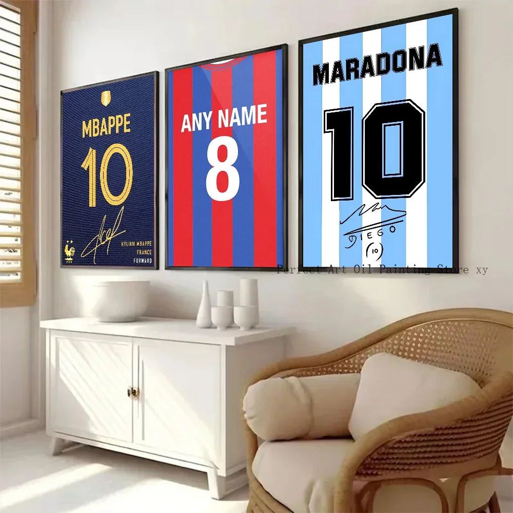 Football Jersey Name Poster Home Living Room Bedroom Bar Cafe Wall Art Decor