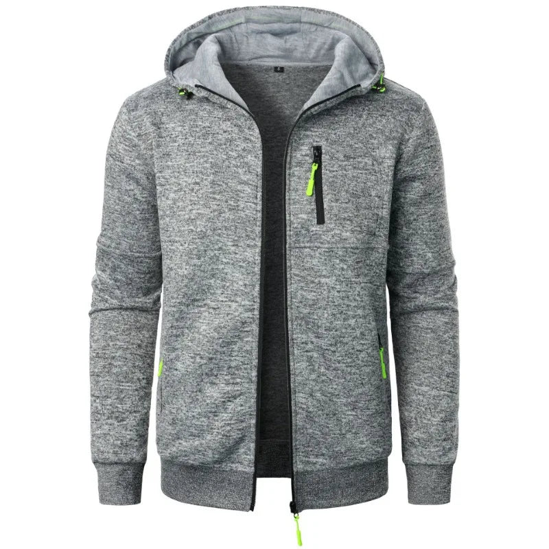 Men Long Sleeve Hooded Zipper Sweatshirt Oversized Winter Coat