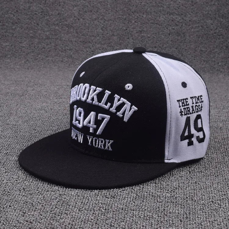 Hip Hop Letter Embroidery Snapback Cap – Unisex Flat Brim Baseball Hat for Outdoor & Casual Wear