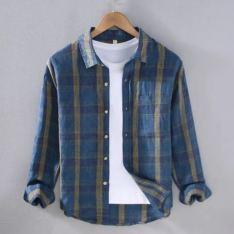 Men's Plaid Long Sleeve Shirt – Thin Casual Loose Cardigan Style Jacket, 2025 Spring & Autumn Fashion Top