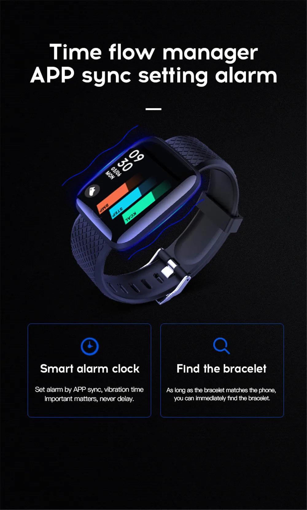 Smart Watch – Fitness Bracelet with Music Control, Message Display, Pedometer, Bluetooth Connect, 116 Smartwatch with Alarm & Weather
