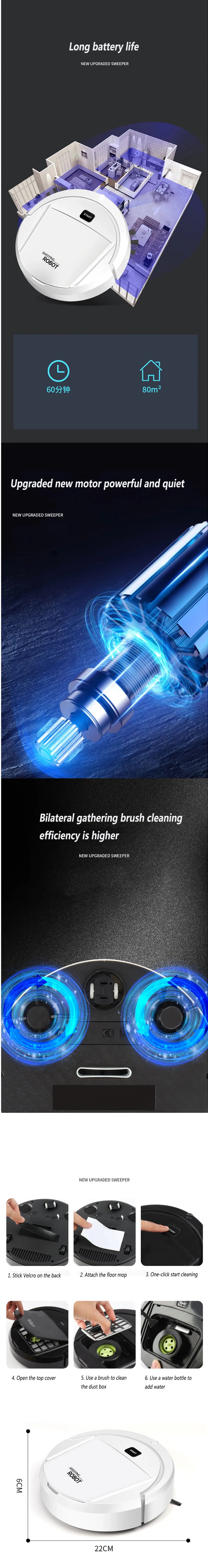 Automatic Robot Vacuum Cleaner Smart Sweeping Dry Wet Cleaning Intelligent Charging Vacuum For Home