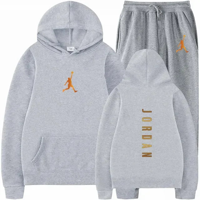 Men's Essential Winter Tracksuit - Heavyweight Solid Color Hoodie & Stretch Jogger Set - 2-Piece Urban Sportswear