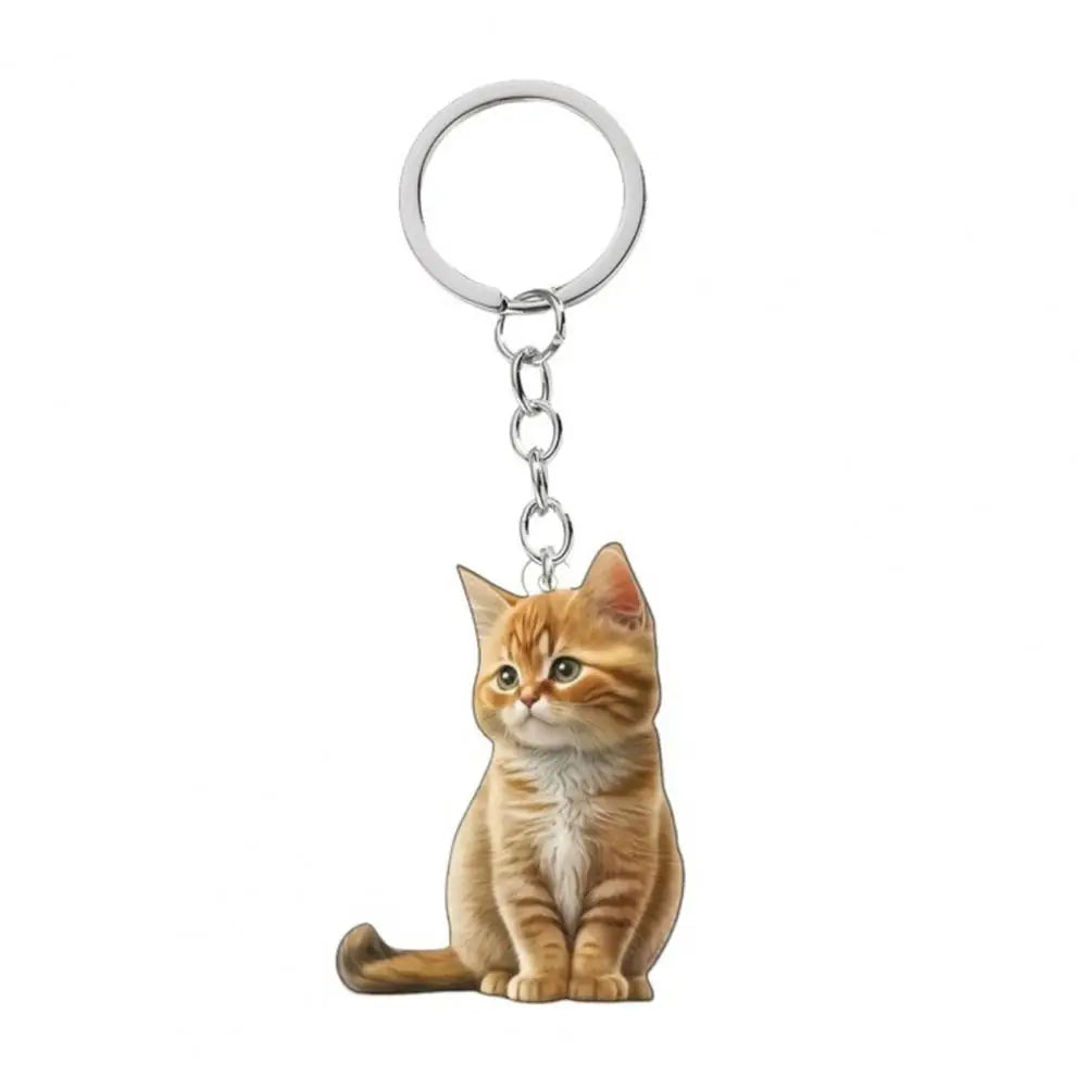 Cat Accessory for Car Keychain Double Acrylic Pet Hanging Decoration Mirror Wind