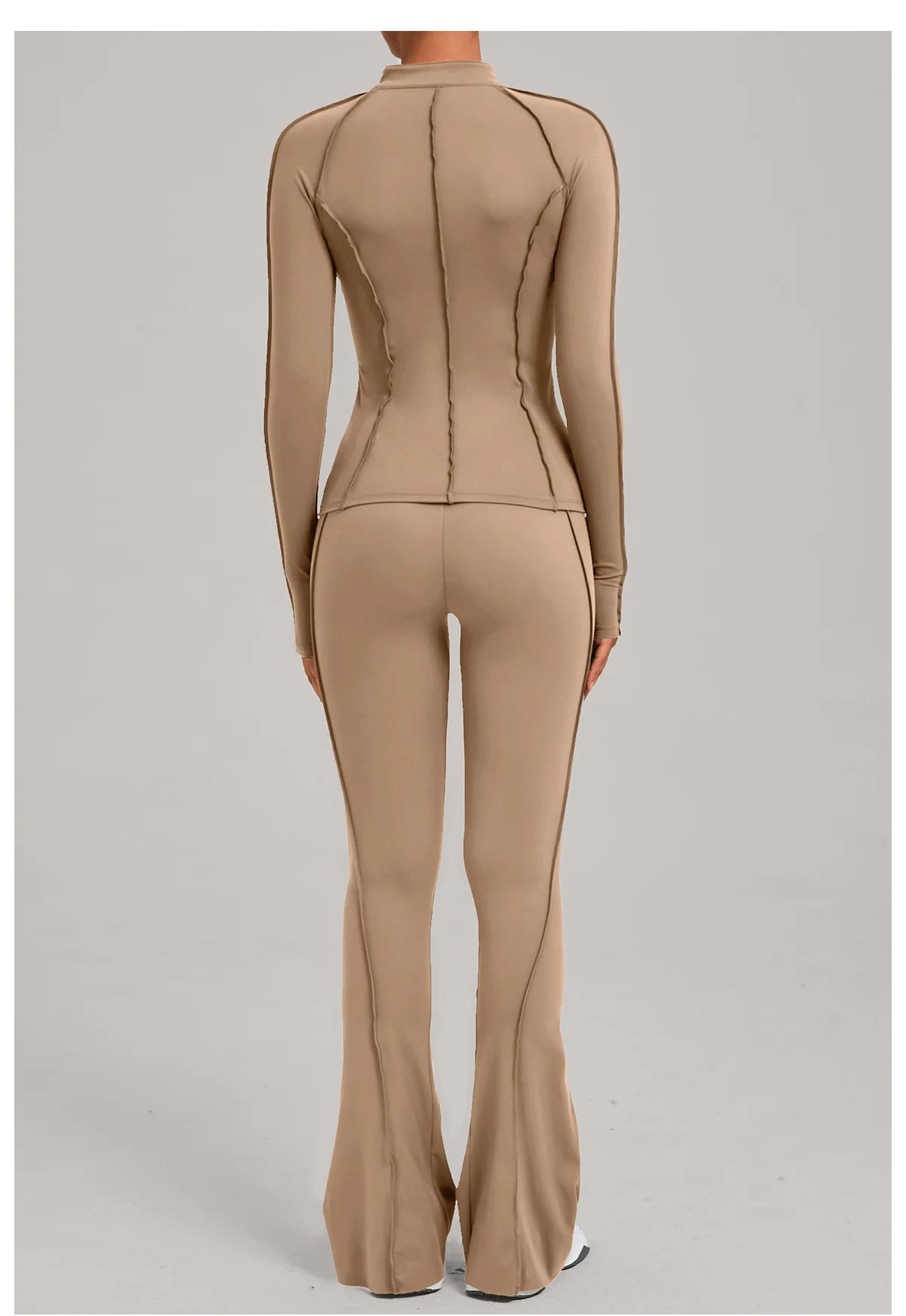 Women’s 2-Piece Zipper Gym Set - Long Sleeve Tracksuit & High-Waist Yoga Pants