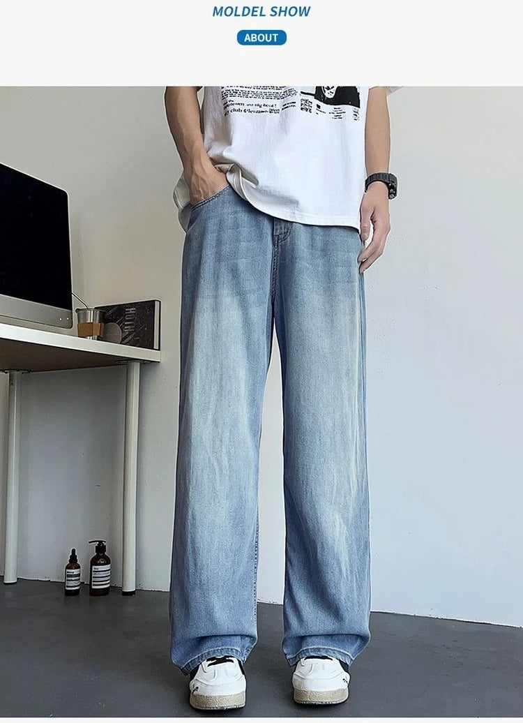 Mens Large Denim Jeans Baggy Fit Trousers for Men