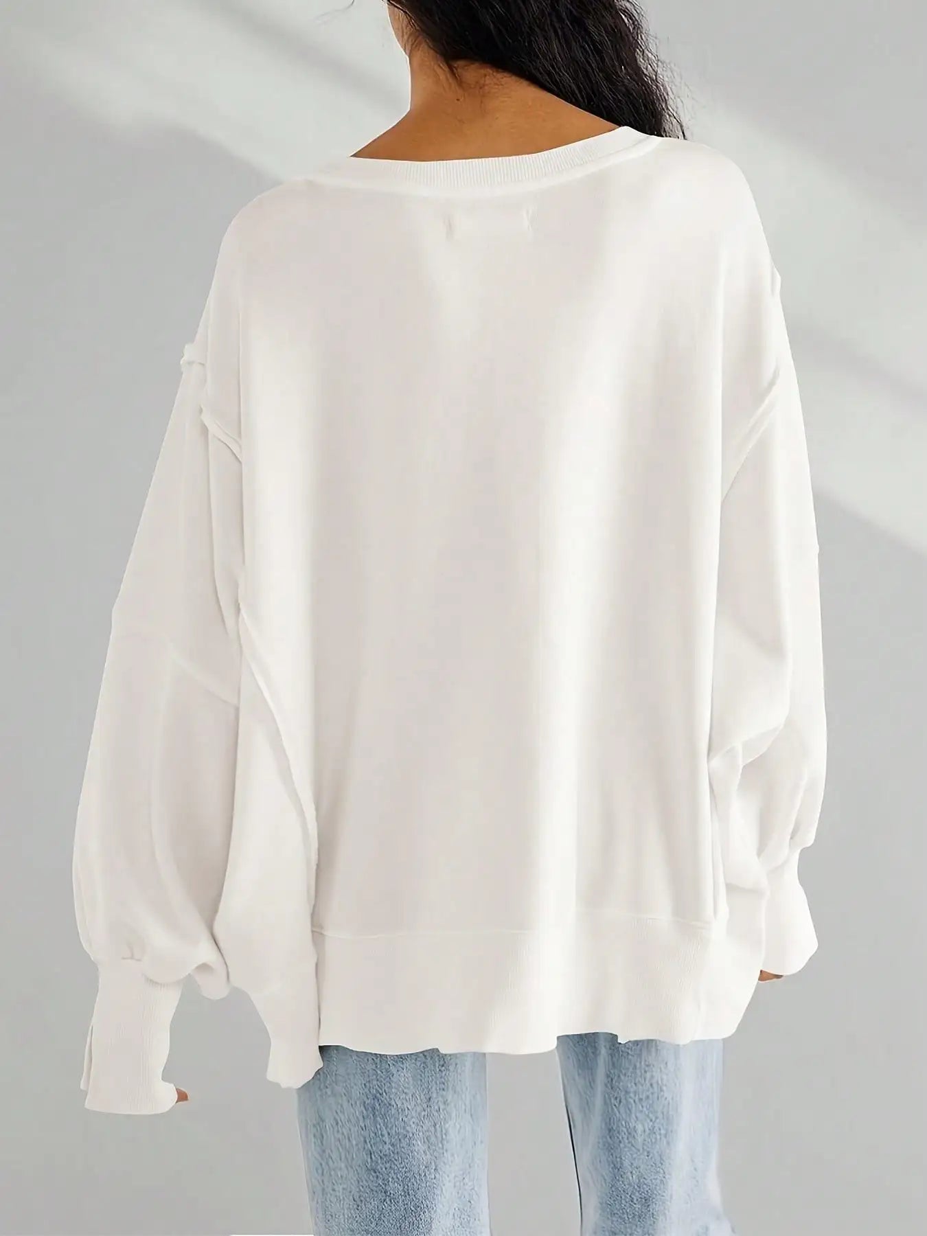 Women Spring Autumn Long Sleeve Loose Tops Crew Neck Striped Side Slits Shirt Casual Pullover Sweatshirt Tops