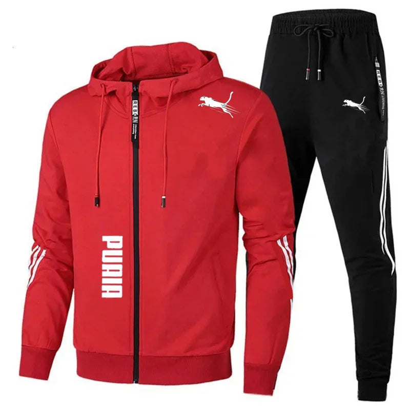 Men's Spring Autumn Tracksuit – 2-Piece Hoodie & Joggers Set, Fitness Running Sportswear, Casual Clothing