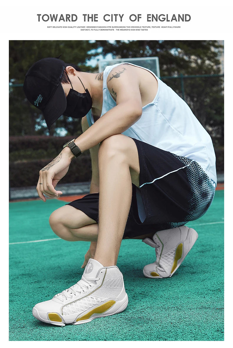Men’s High-Top Basketball Sneakers | Breathable Non-Slip Outdoor Sports Shoes
