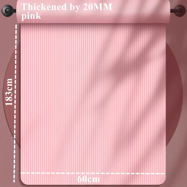 20MM 183x60cm Thick Yoga Mat Anti Slip Sport Fitness Mat for Exercise Yoga Pilates Gymnastics Fitness Equipment