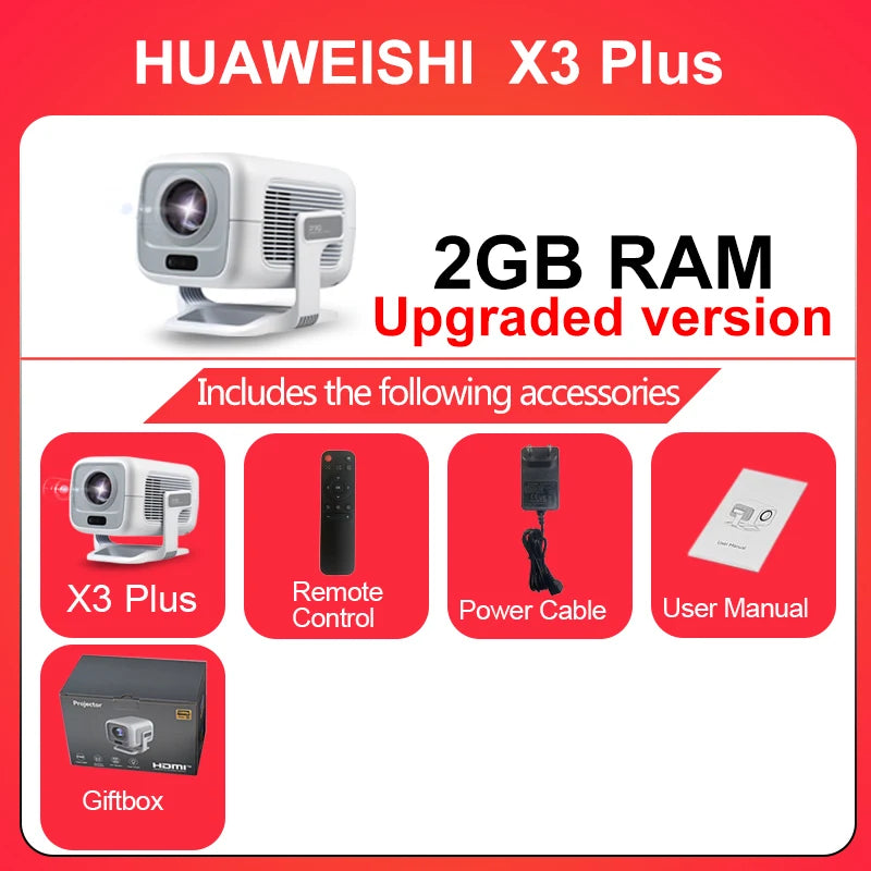 HUAWEISHI 4K Projector Android Native Portable 1080P Auto Focus 600ANSI Video home Cinema Outdoor hd led Projetor - trendingshoping.com