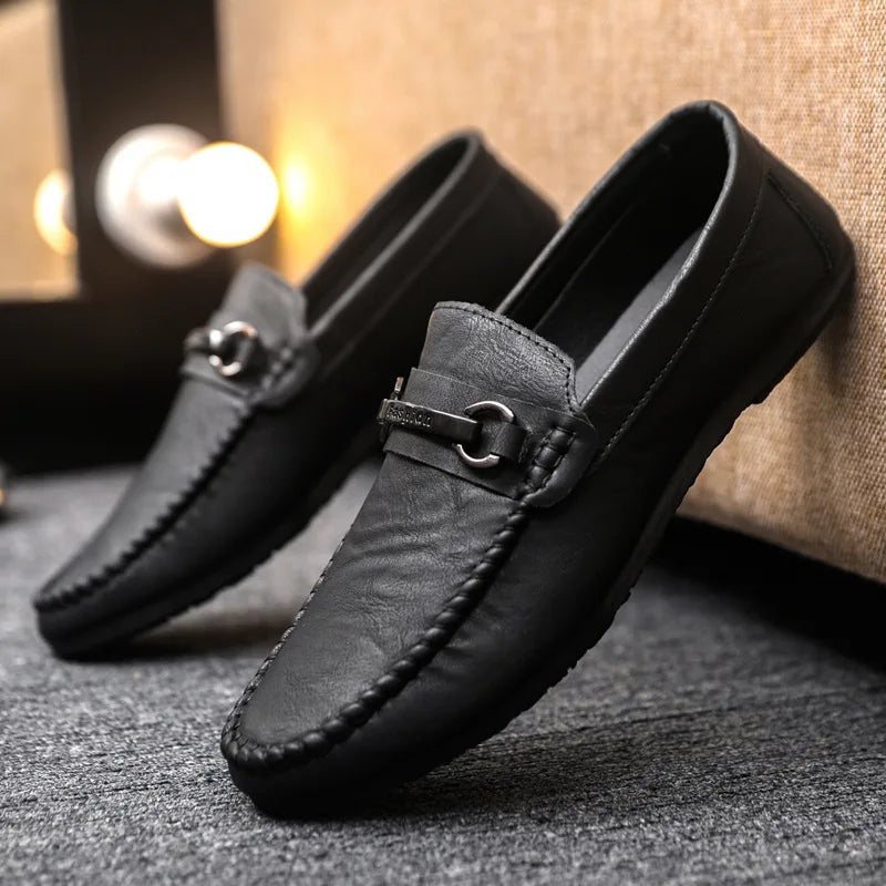 High Quality Leather Men Casual Shoes Comfortable Light Men Loafers Formal Men Dress Shoes Breathable Slip on Men Driving Shoes
