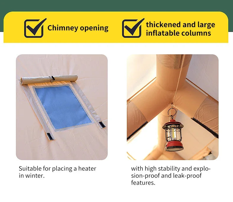 Large Inflatable Camping Tent Outdoor Overnight Shelter Complete Equipment Set With Sun Protection Rain Protection