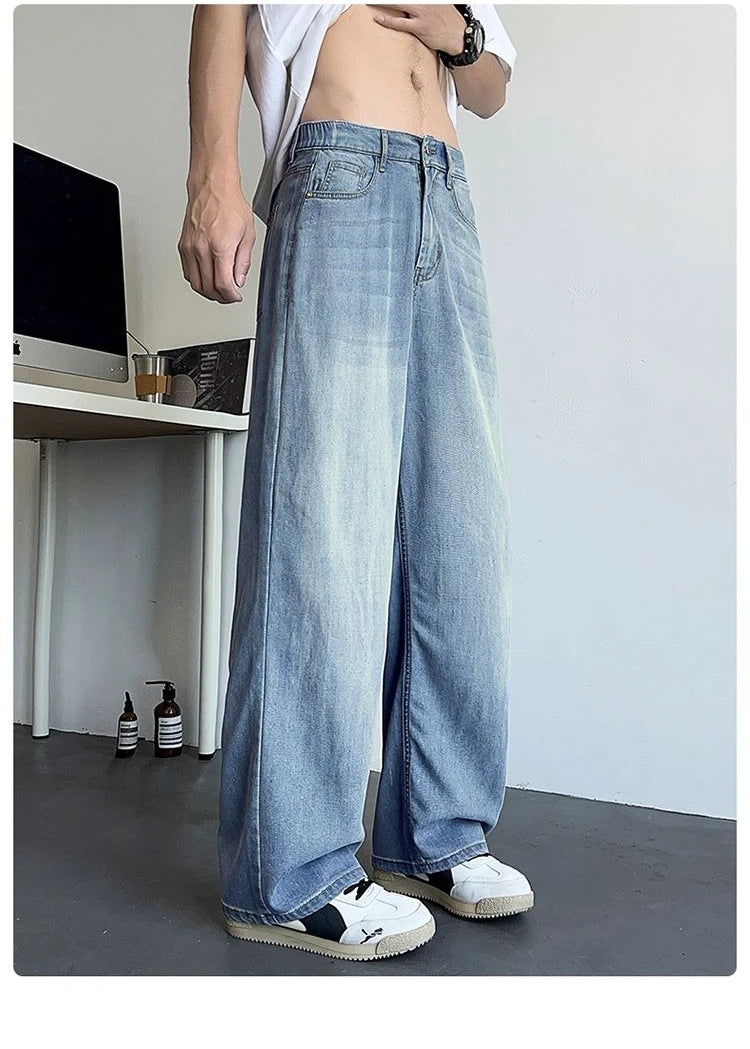 Mens Large Denim Jeans Baggy Fit Trousers for Men