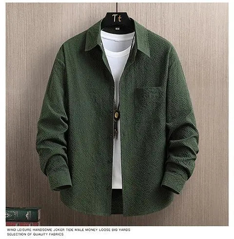 Men's Smart Casual Long Sleeve Shirt - Solid Color Button-Down for Daily Wear