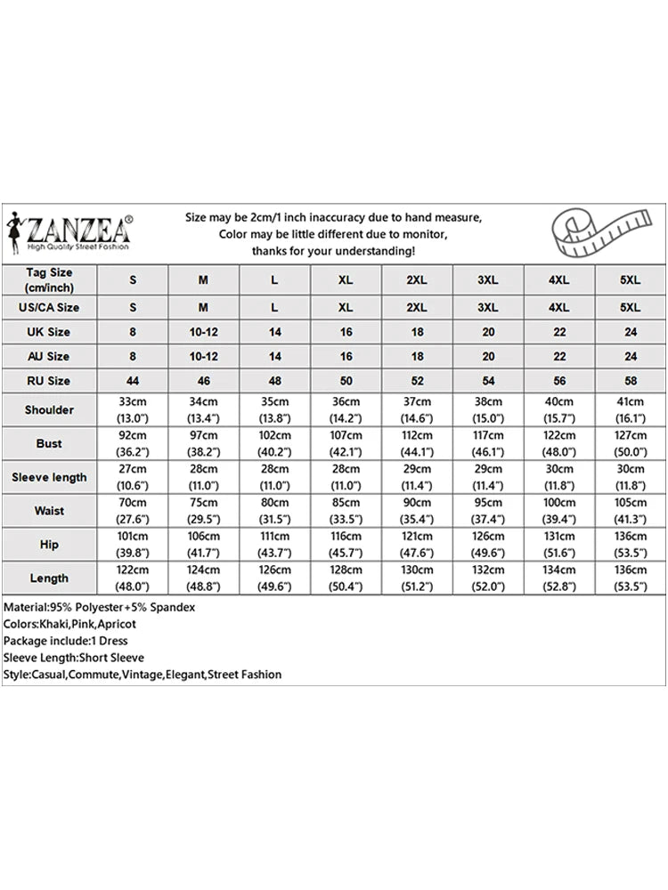 ZANZEA Women's Elegant Lace Midi Dress - Square Collar Short Sleeve Party Sundress