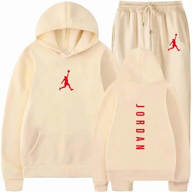 Men's Essential Winter Tracksuit - Heavyweight Solid Color Hoodie & Stretch Jogger Set - 2-Piece Urban Sportswear