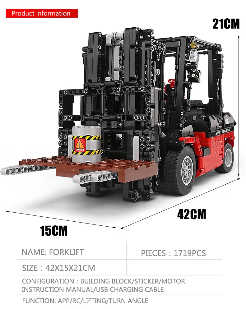 MOULD KING 13106 Technical Car Toys The MOC-3681 APP&RC Custom Forklift Truck Model Building Blocks Bricks Kids Christmas Gift - trendingshoping.com