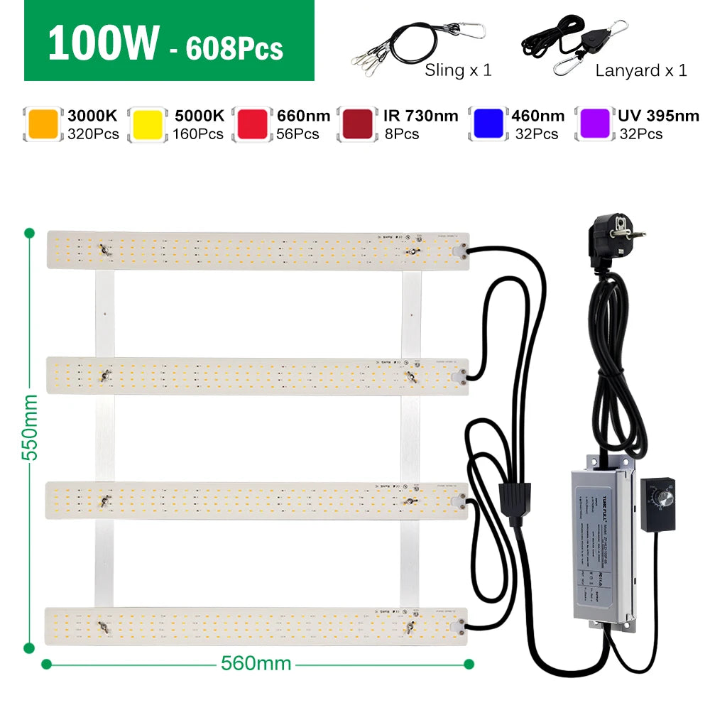 Full Spectrum LED Grow Light 100W 200W AC100-277V LM281B For Veg Flowers Greenhouses Plant Tent Growing Lamp - trendingshoping.com