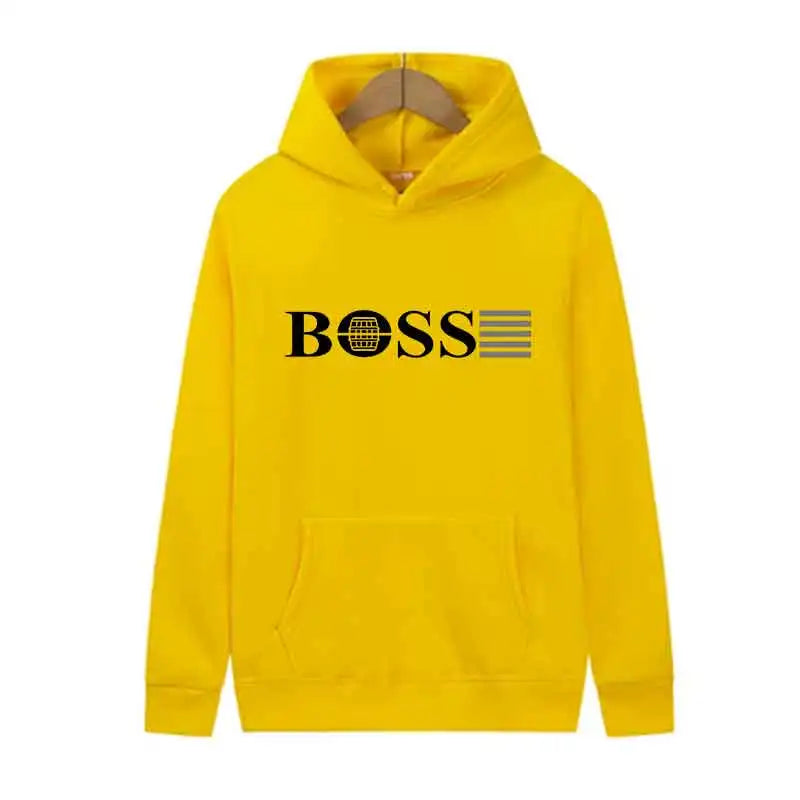 Boss Men’s Hooded Sweatshirt for Outdoor Sports & Jogging – Casual Streetwear, Spring Wear