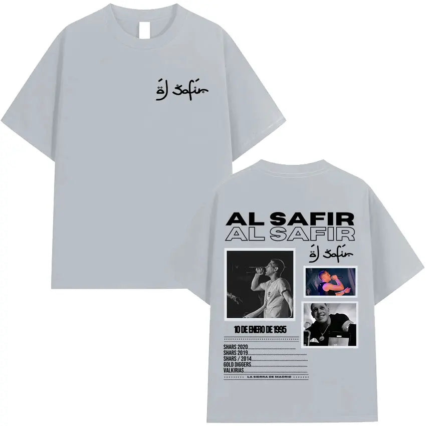 Rapper Al Safir Tour Graphics Hip Hop Tshrit Mens Harajuku Clothing Oversized Tide T-shirts Gothic Casual Y2K T Shirt Streetwear