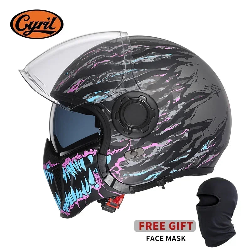 Modular Motorcycle Helmet Full Face Open Face Retro Helmets DOT ECE APPROVED CYRIL OP12A Capacete De Moto Masculino
