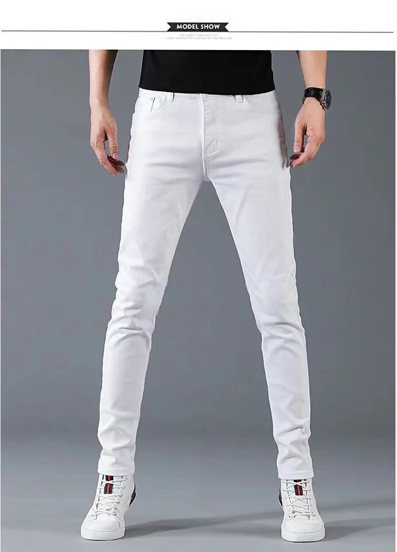 Men's Slim Fit Stretch Skinny Jeans - High Quality Black & White Denim Pants