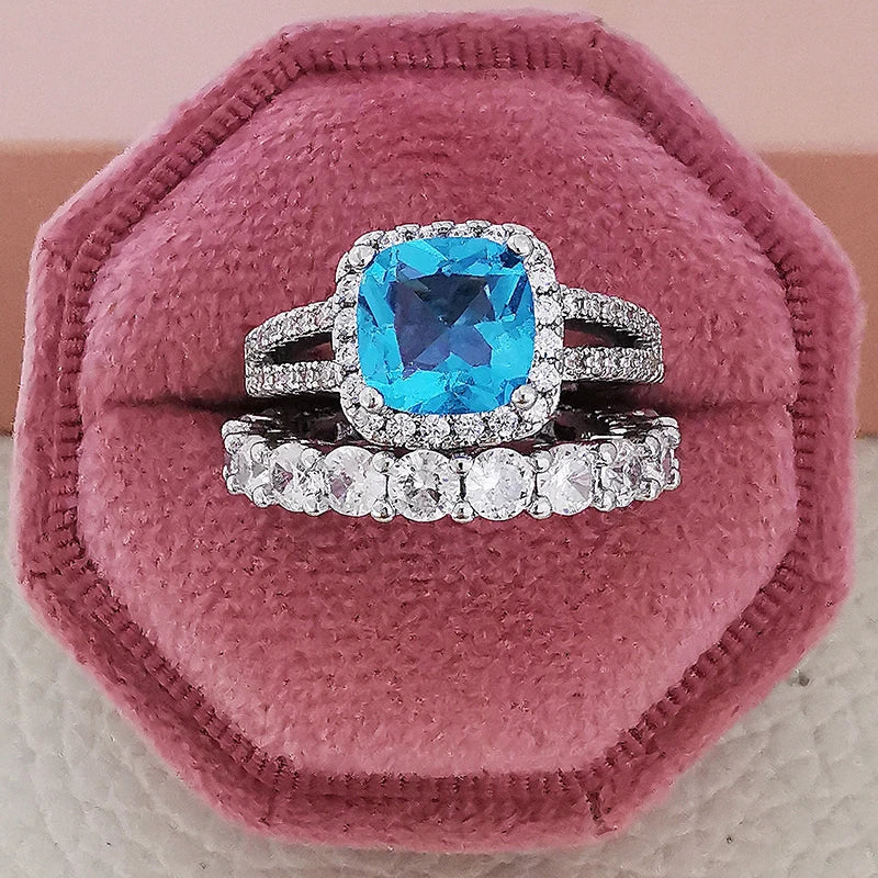 2025 Trend New Rose Gold Color silver color bride Engagement Wedding Ring Set of for Women Christmas Gift Dating Jewelry R4955 - trendingshoping.com