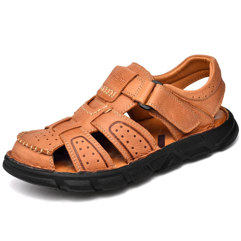 Men's Genuine Leather Sandals: Classic Summer Outdoor Footwear