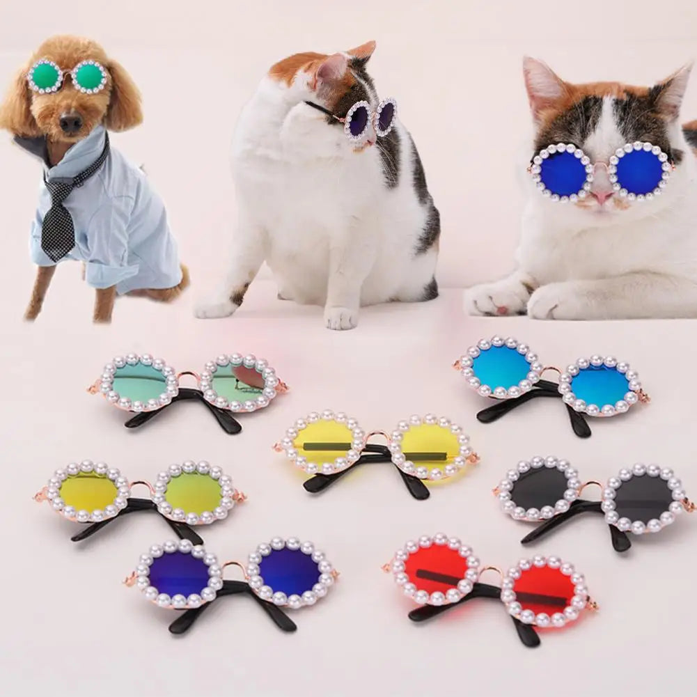 Pet Costume Sunglasses Faux Pearl Decor for Cats Dogs