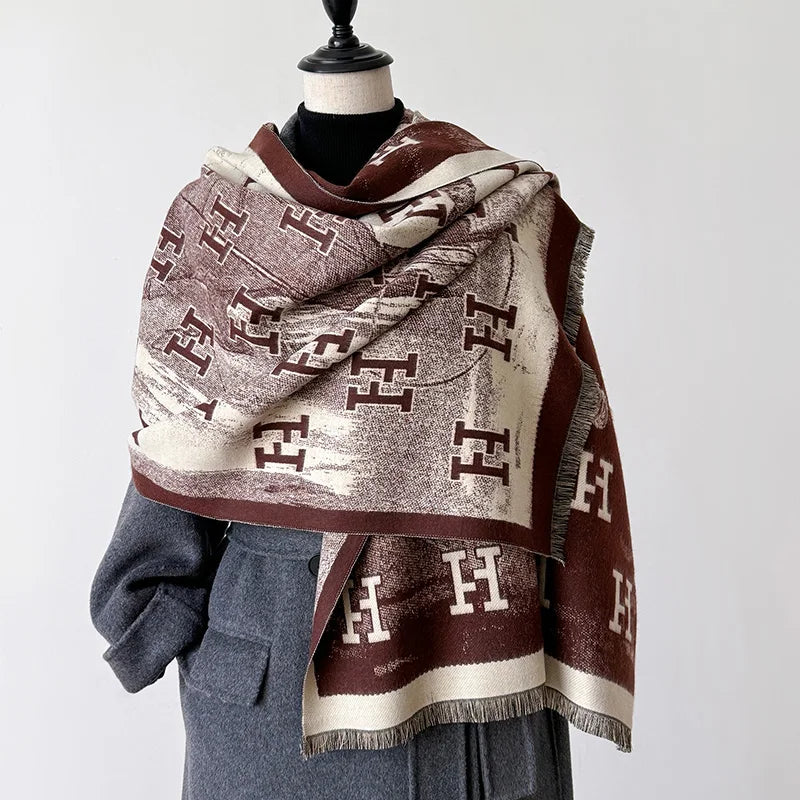 2025 New Women Fashion Brand Letter Scarf Luxury Autumn Winter Warm Shawls Print Scarve Pashmina Mujer Femme Foulard Bufanda