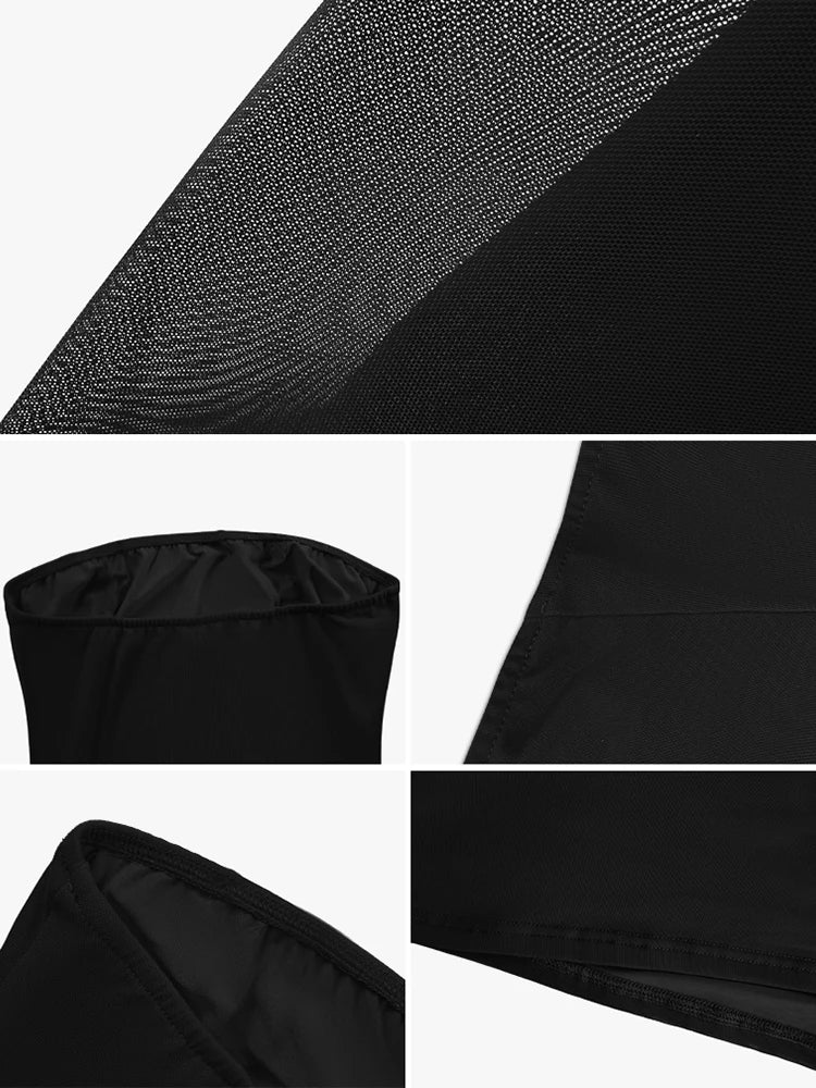 Black Strapless Bodycon Dress for Women Club Party Evening Gown