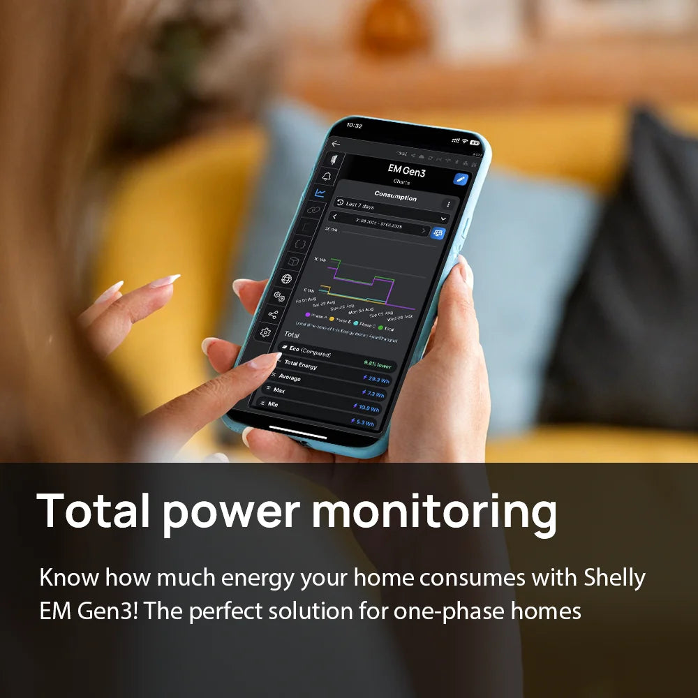 Shelly EM Gen3 Smart Home WiFi Connection Monitor Power Consumption Solar Energy Equipment Household Electricity Consumption