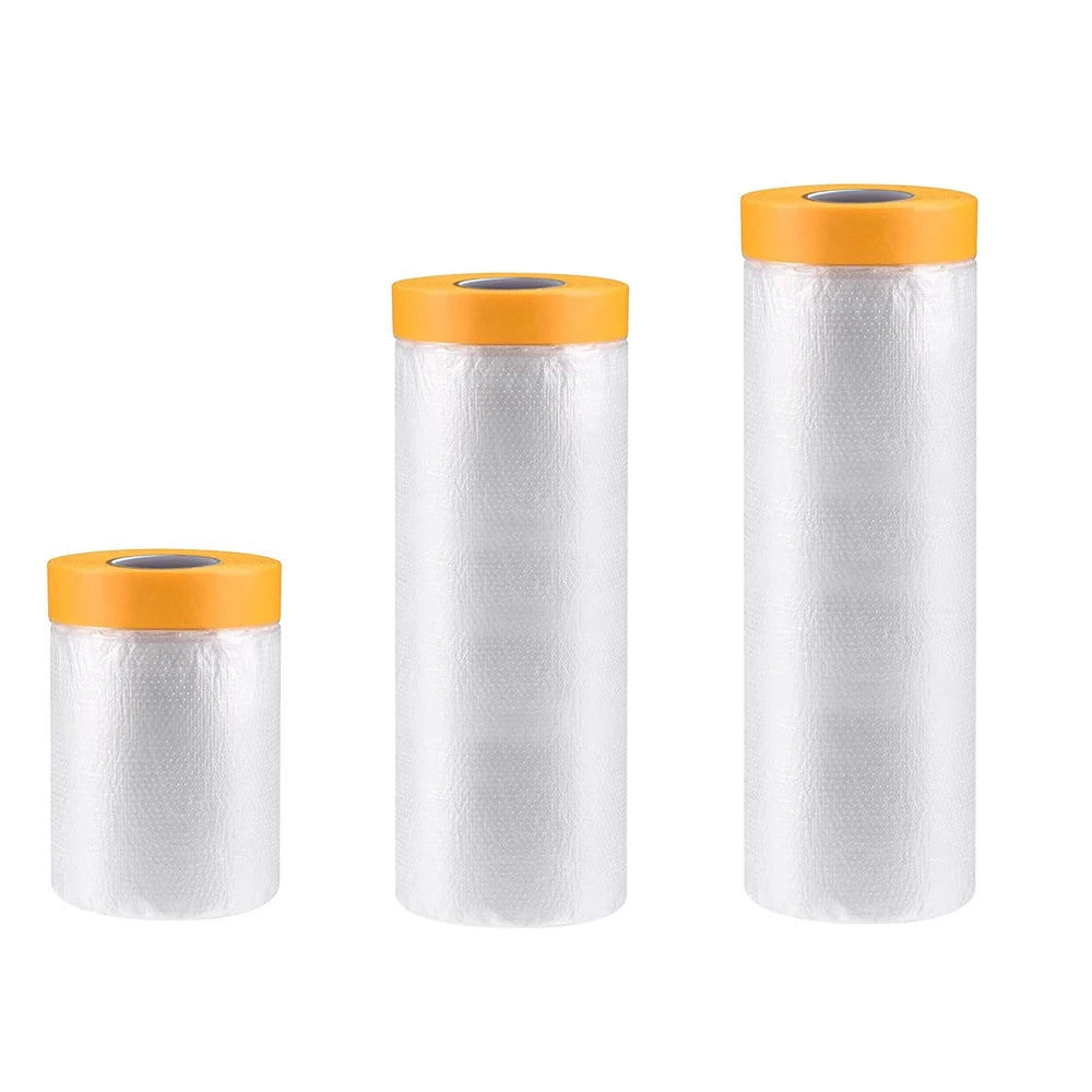 Pre-Taped Masking Film Roll | Protective Paint Adhesive for Cars, Frames & Skirting