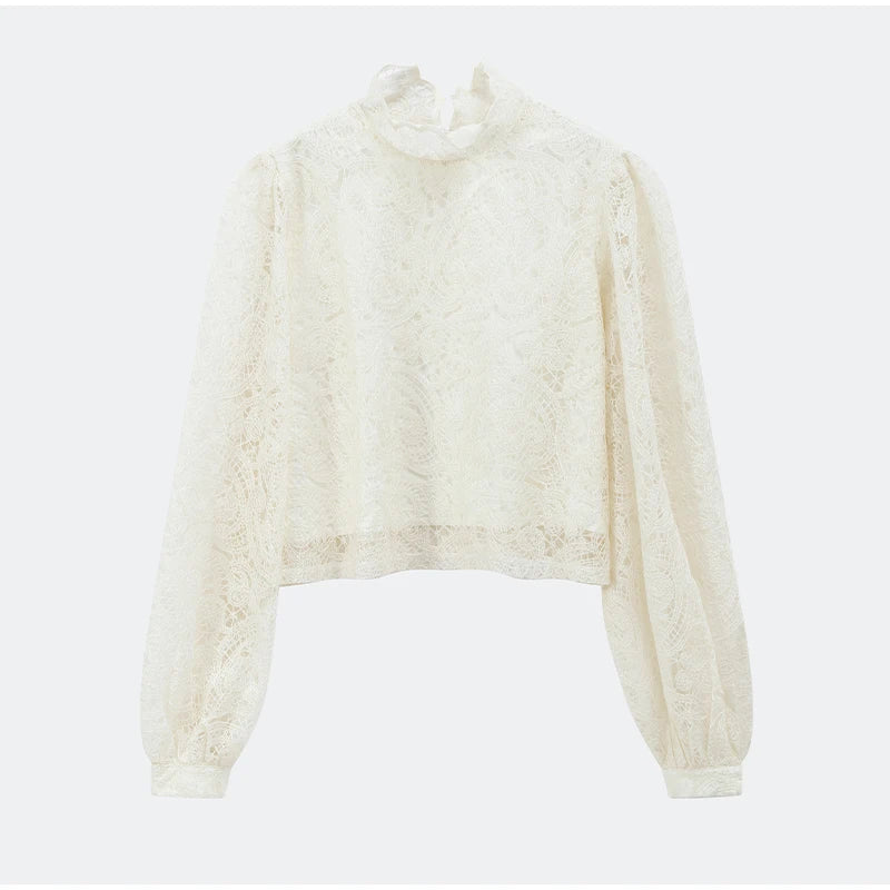 Women’s White Lace Flare Sleeve Top & Mini Skirt Set