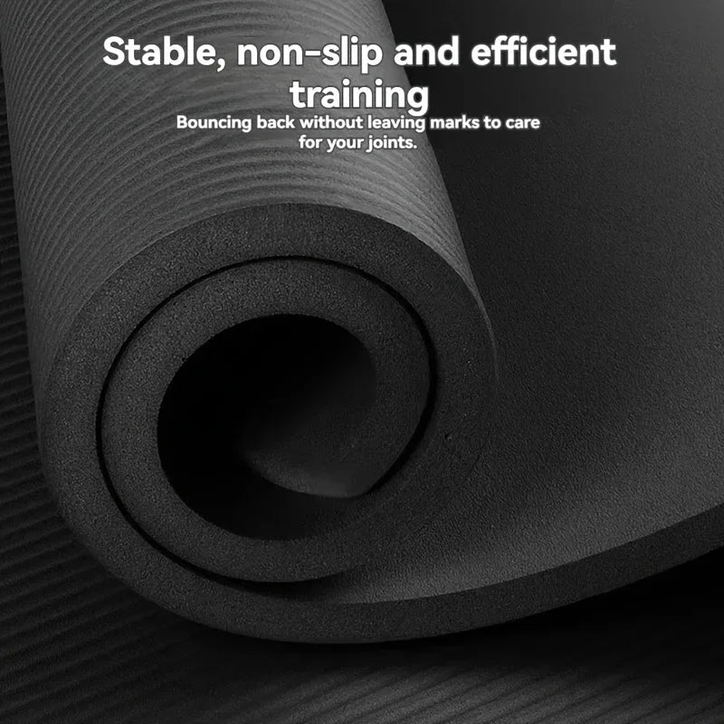Thick Black Yoga Mat Non Slip Durable NBR Rubber Fitness Exercise Mat for Home Workouts