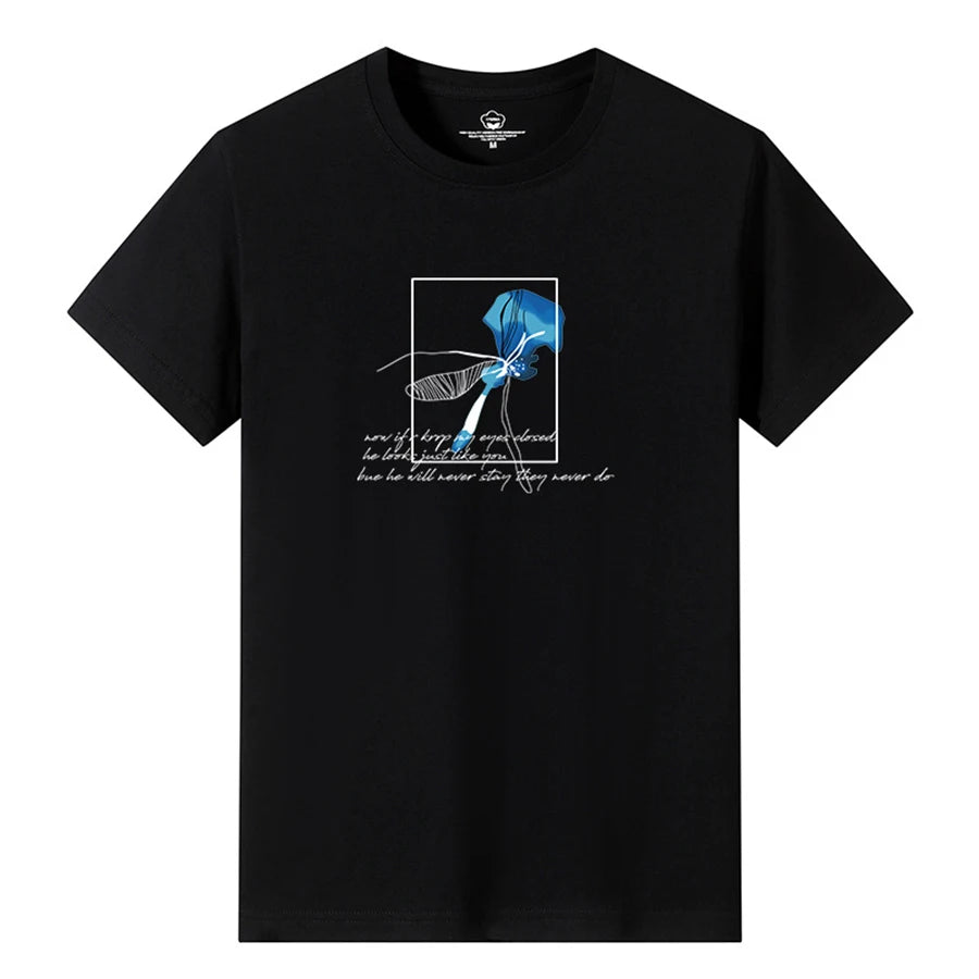 T Shirts Men Short New Fashion 2025 O-Neck Slim Black Sleeve Clothing Casual Style M-6XL