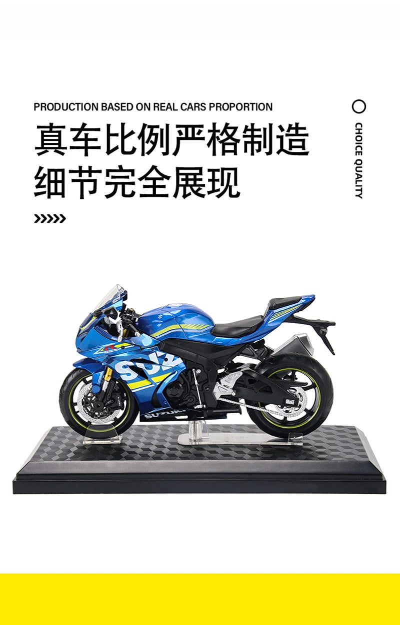 MSZ CCA 1:12 SUZUK GSX-R1000 with base alloy die-cast car motorcycle model, toy gift giving, die-cast static motorcycle model