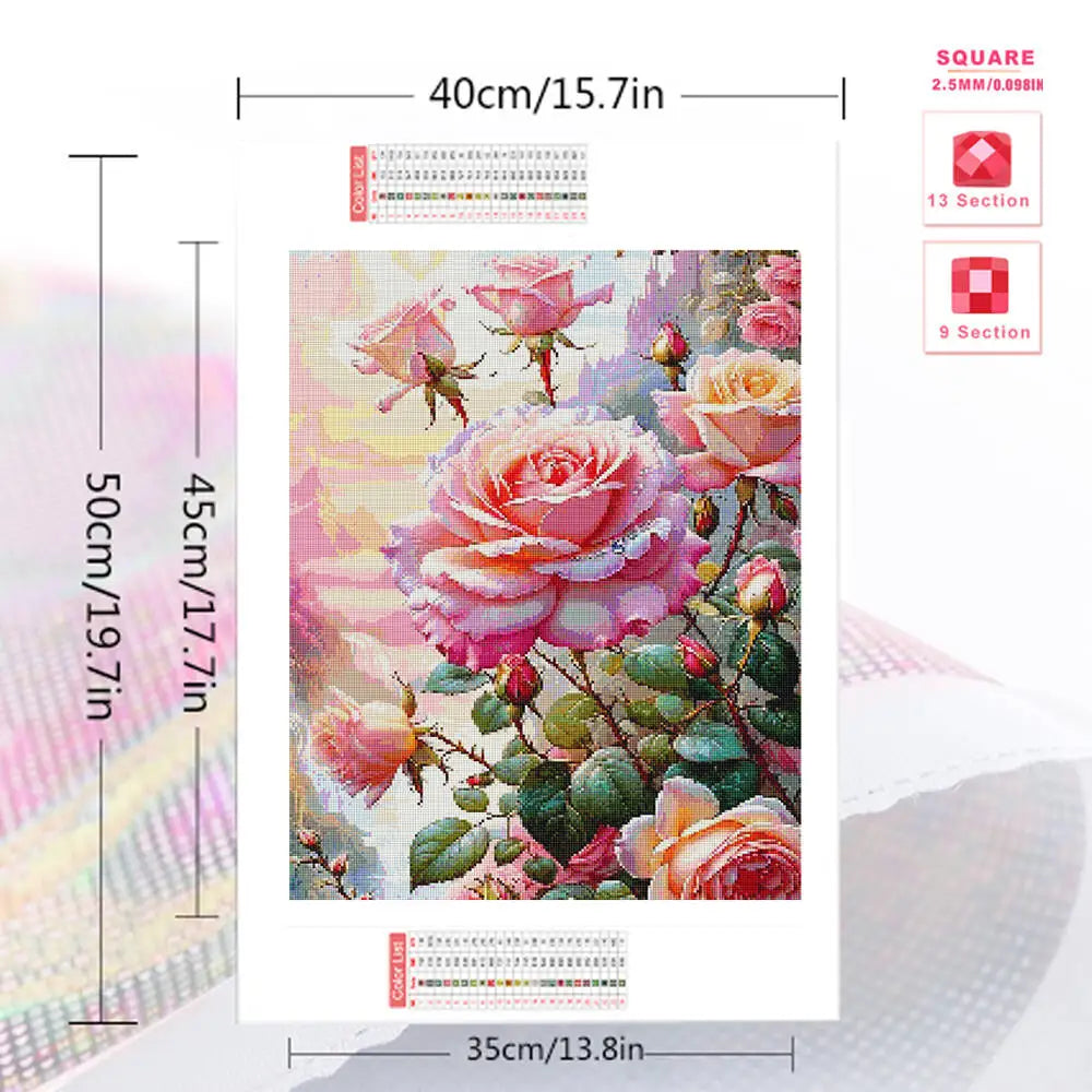 Huacan 2025 New Series Diamond Painting Flower Full Square Round Diamond Mosaic Rose Handmade Gift Giving