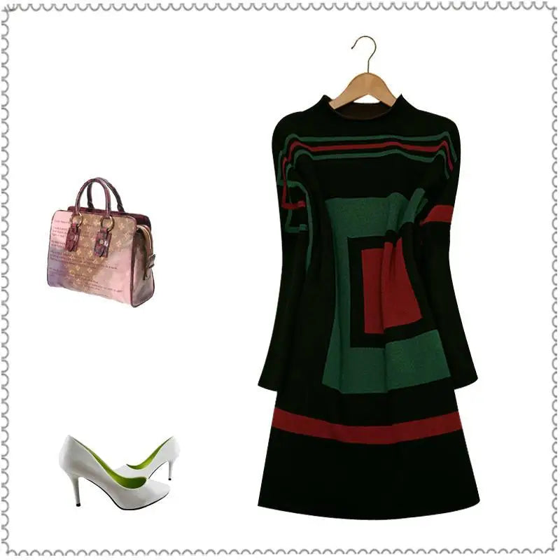 Western Style Sweater Dress Lazy Style Loose Fitting Women's Clothing Fashionable Knitted Mid Skirt for Women