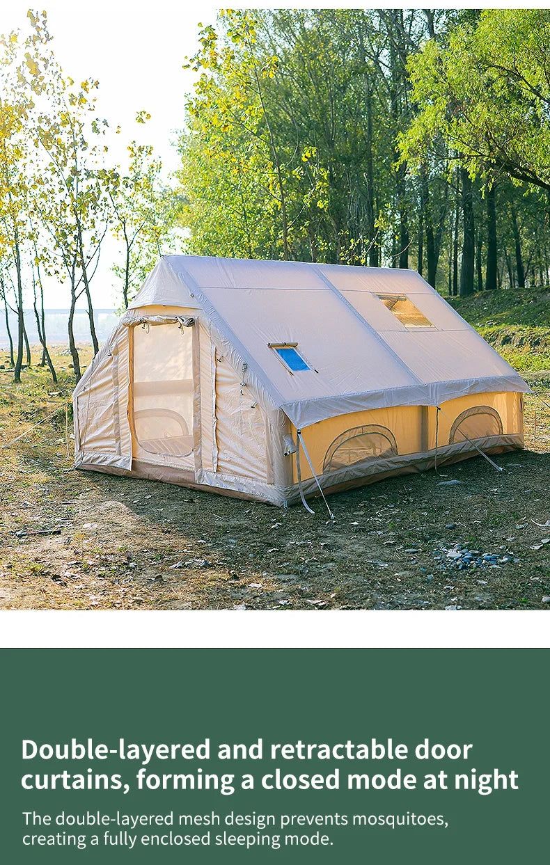 Large Inflatable Camping Tent Outdoor Overnight Shelter Complete Equipment Set With Sun Protection Rain Protection