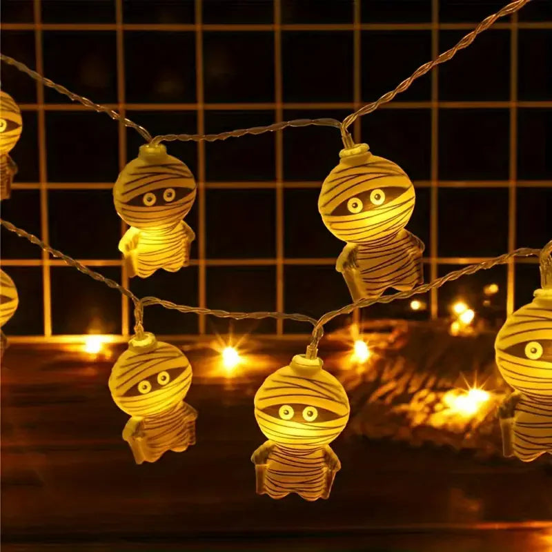 Spooky Mummy LED String Lights USB Battery-Powered Halloween, christmas Decor