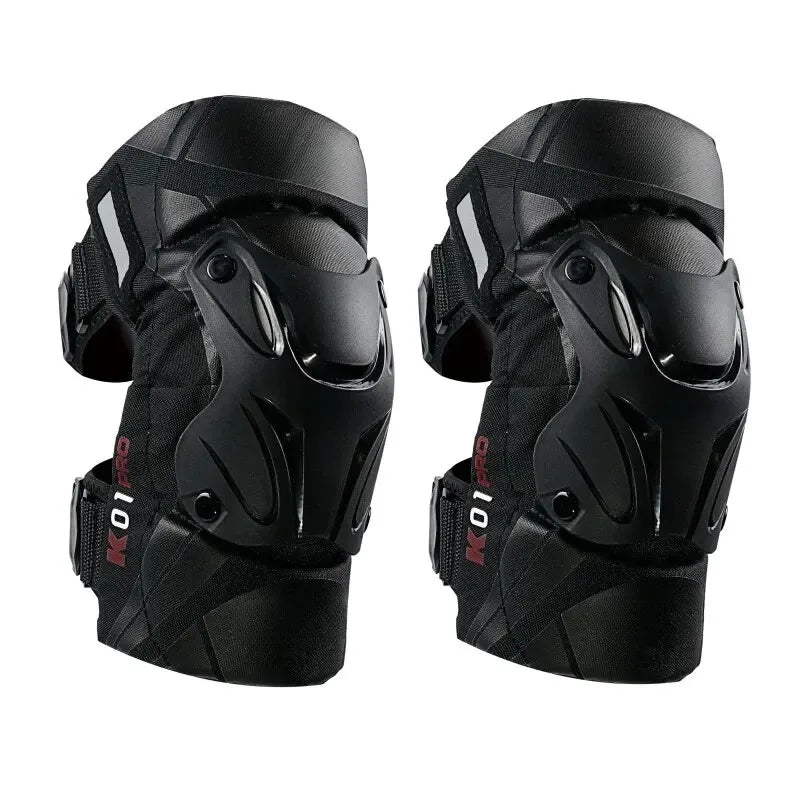 Pro Guard Moto Shield Knee Guards – Adjustable, CE-Certified Impact Protection, Reflective for Motocross, Racing & Night Riding