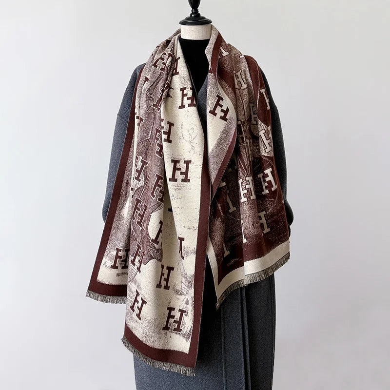2025 New Women Fashion Brand Letter Scarf Luxury Autumn Winter Warm Shawls Print Scarve Pashmina Mujer Femme Foulard Bufanda
