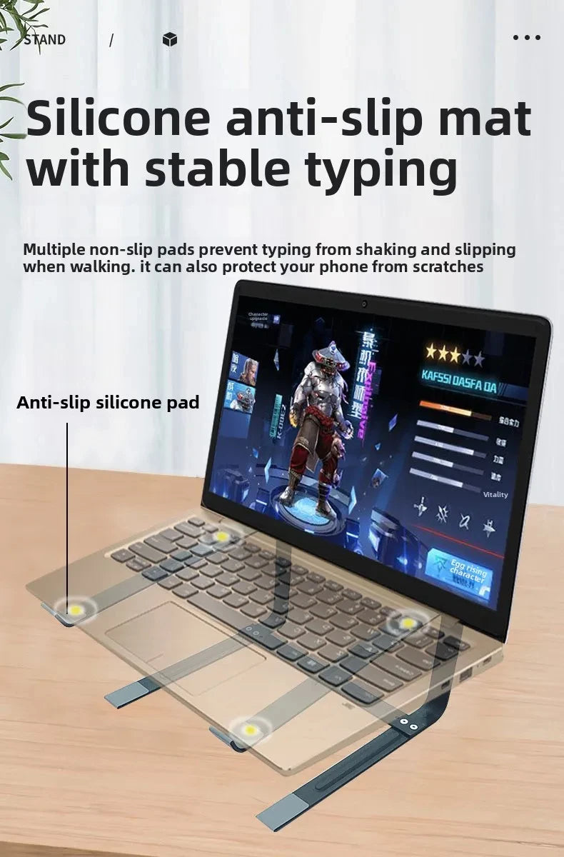 Laptop Stand for Desk Metal Computer Riser Heavy Stable Holder Ergonomic Laptops Elevator for 12-17.3 Inches Notebook Computer - trendingshoping.com