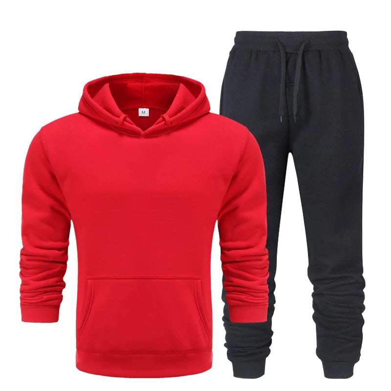 Men’s 2-Piece Sports Tracksuit - Autumn Hoodie & Joggers Set for Running & Fitness